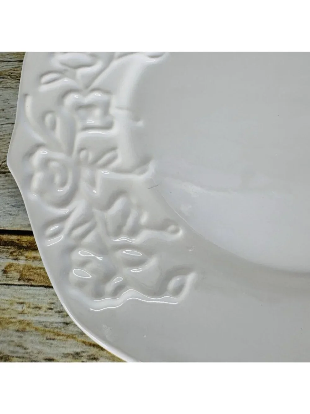 Better Homes And Gardens SUMMERDALE ROSE WHITE Stoneware Lunch Salad Plate Set 4